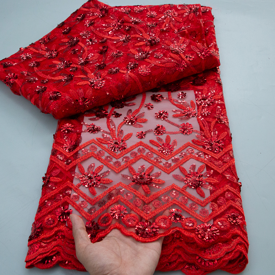 2026 French Sequins Lace Fabri - Embroidery Abaya ulasan dan harga