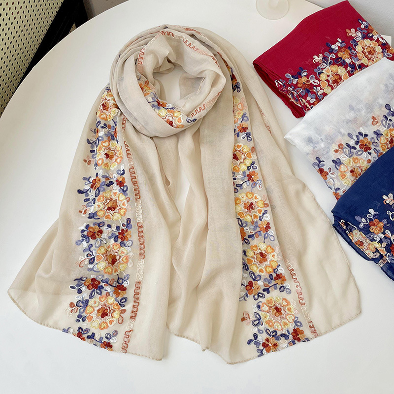 2025 New Soft Cotton Hijab Sca - Embroidery Shawl ulasan dan harga