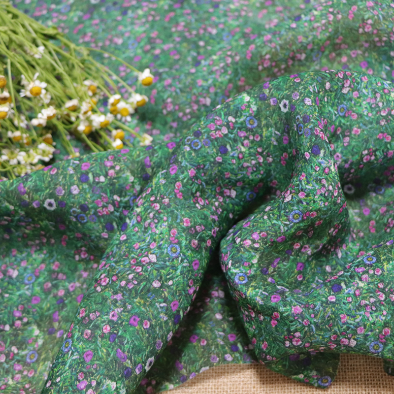 Monet Flowers High Quality Nat - Linen Fabric Natural ulasan dan harga