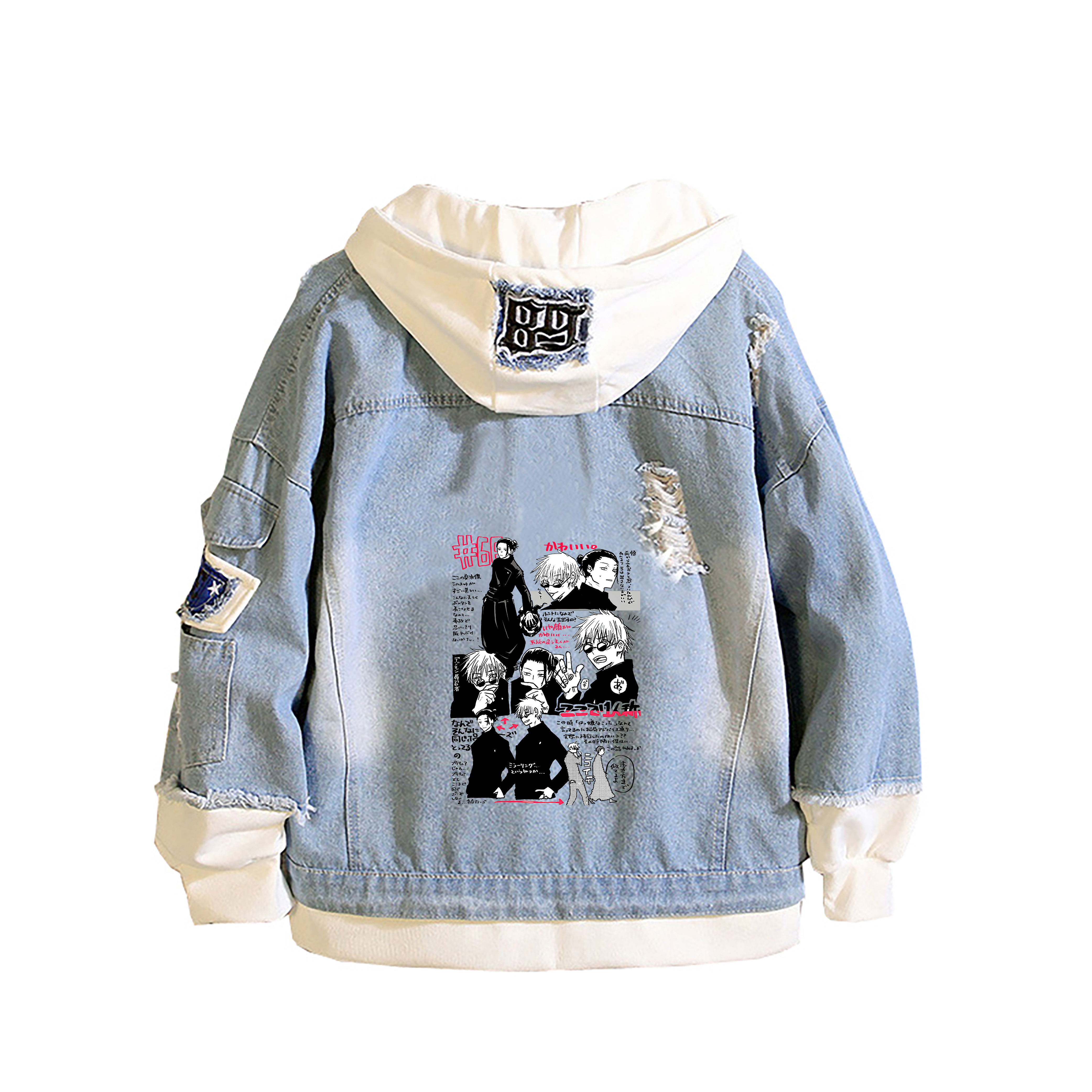 Jujutsu Kaisen Cartoon Denim J - Embroidery Jacket Jeans ulasan dan harga
