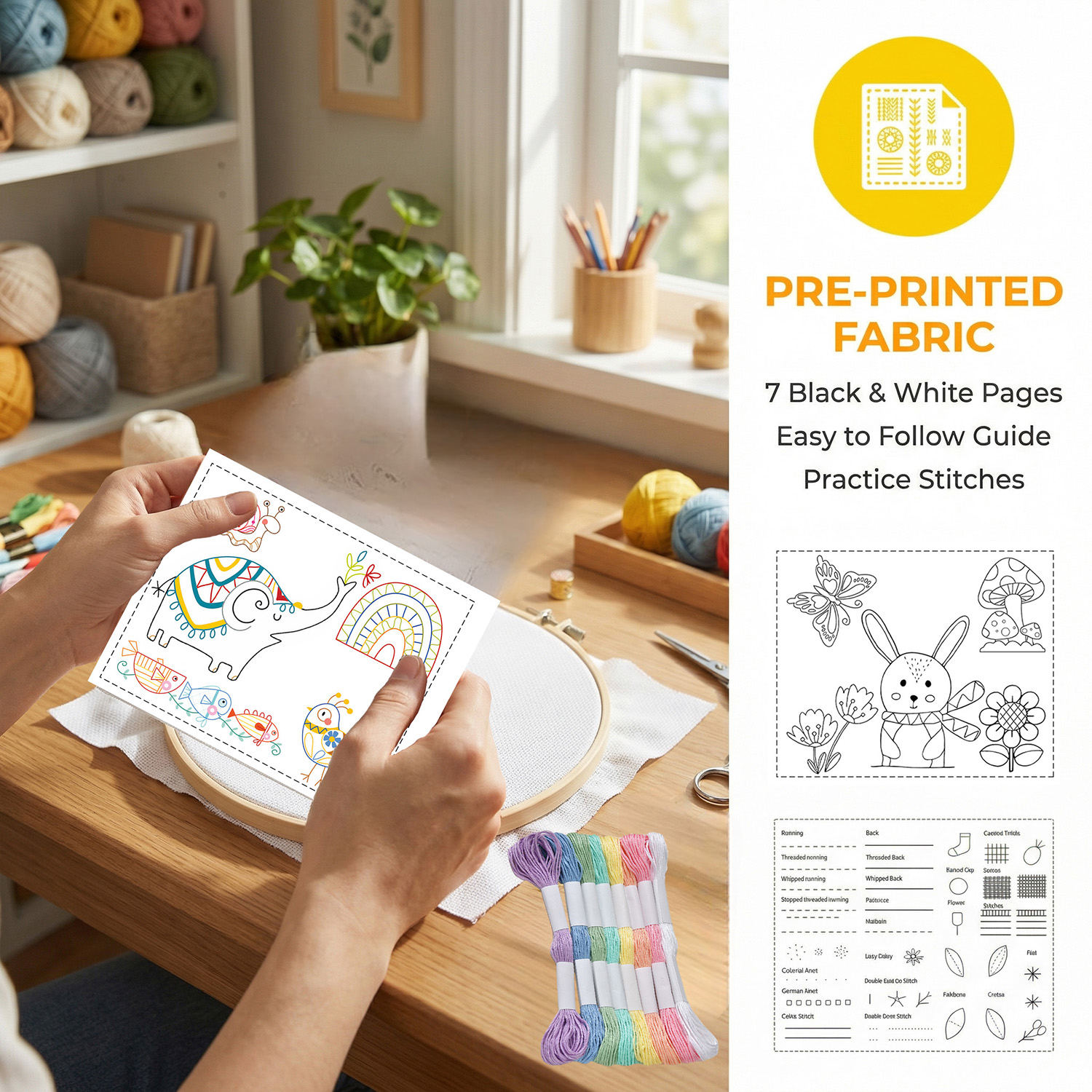 9 Sheets  Embroidery Kit for B - Embroidery Guide Book ulasan dan harga