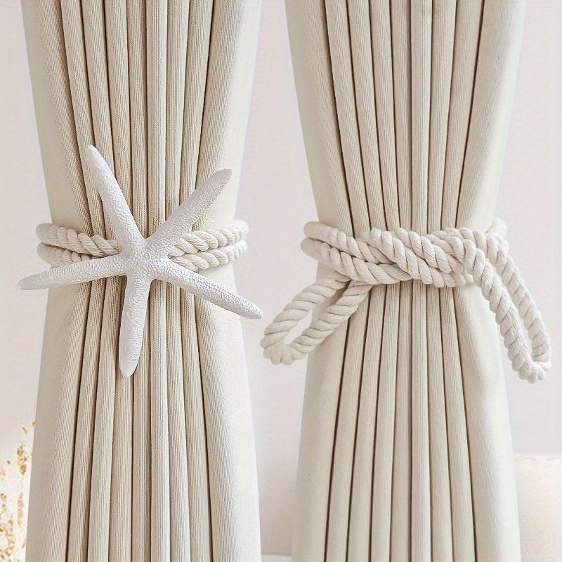 2PCS Natural Starfish Curtain  - Linen Fabric Natural ulasan dan harga