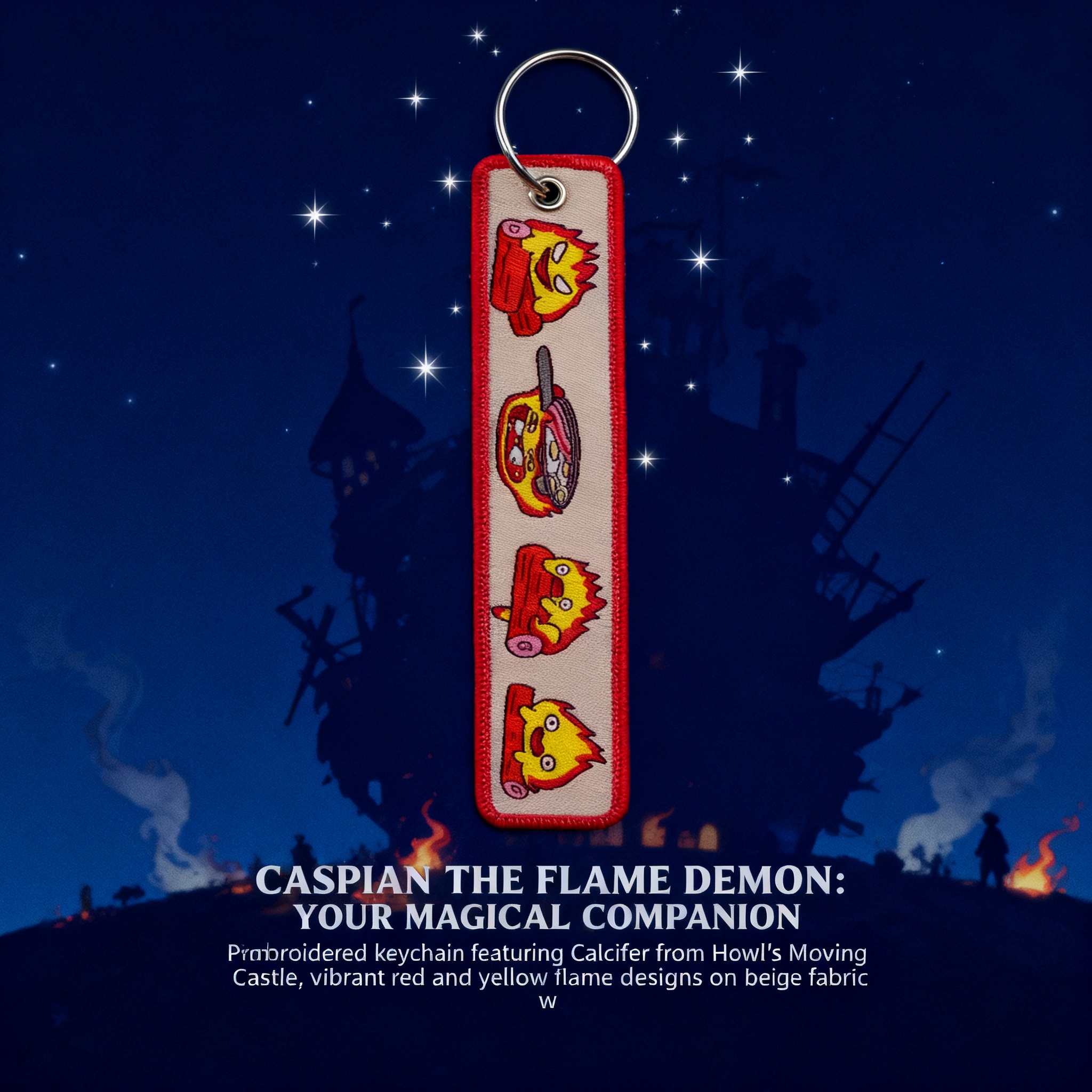 Anime Fire Embroidery Key Fobs - Embroidery Gift ulasan dan harga