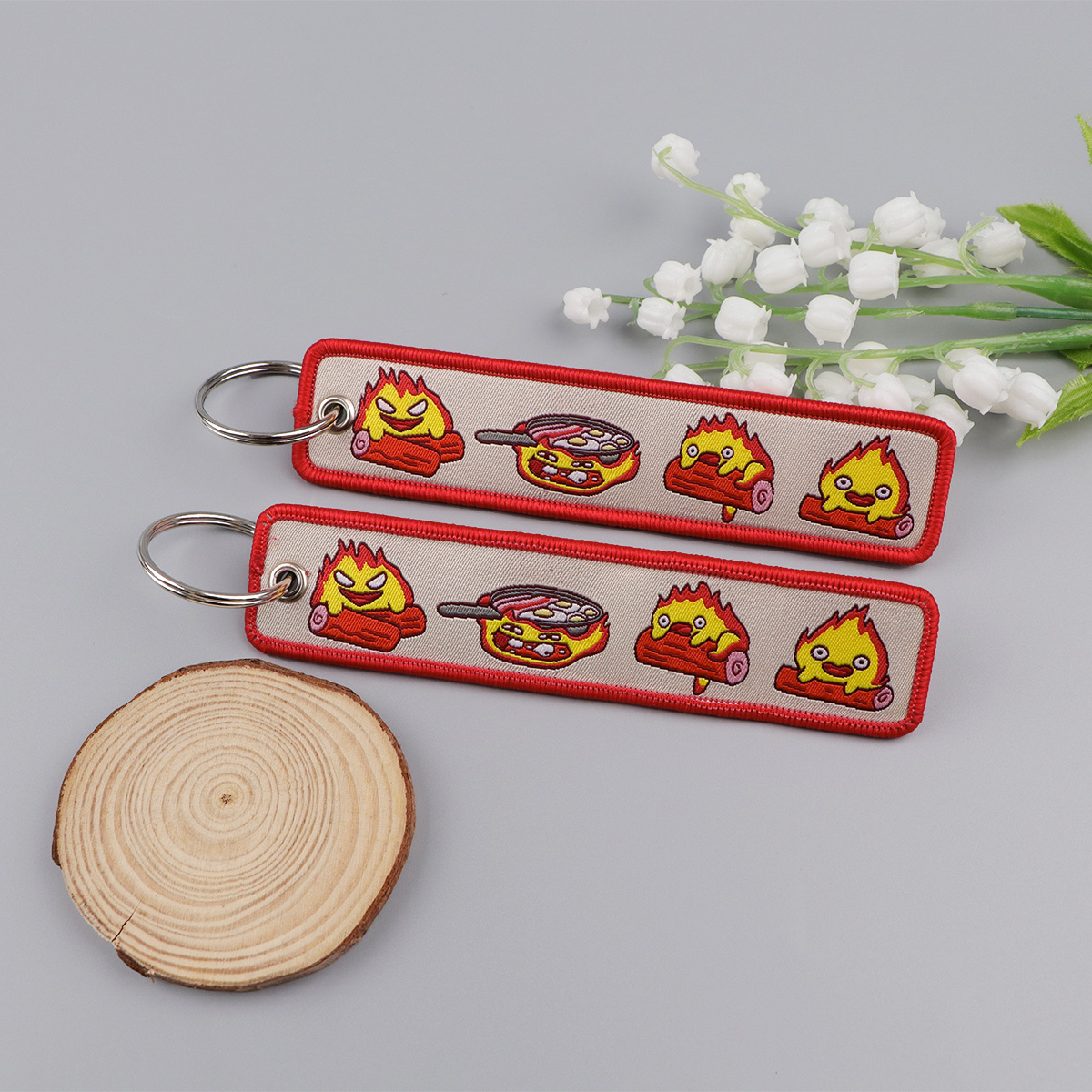 Anime Fire Embroidery Key Fobs - Embroidery Gift ulasan dan harga