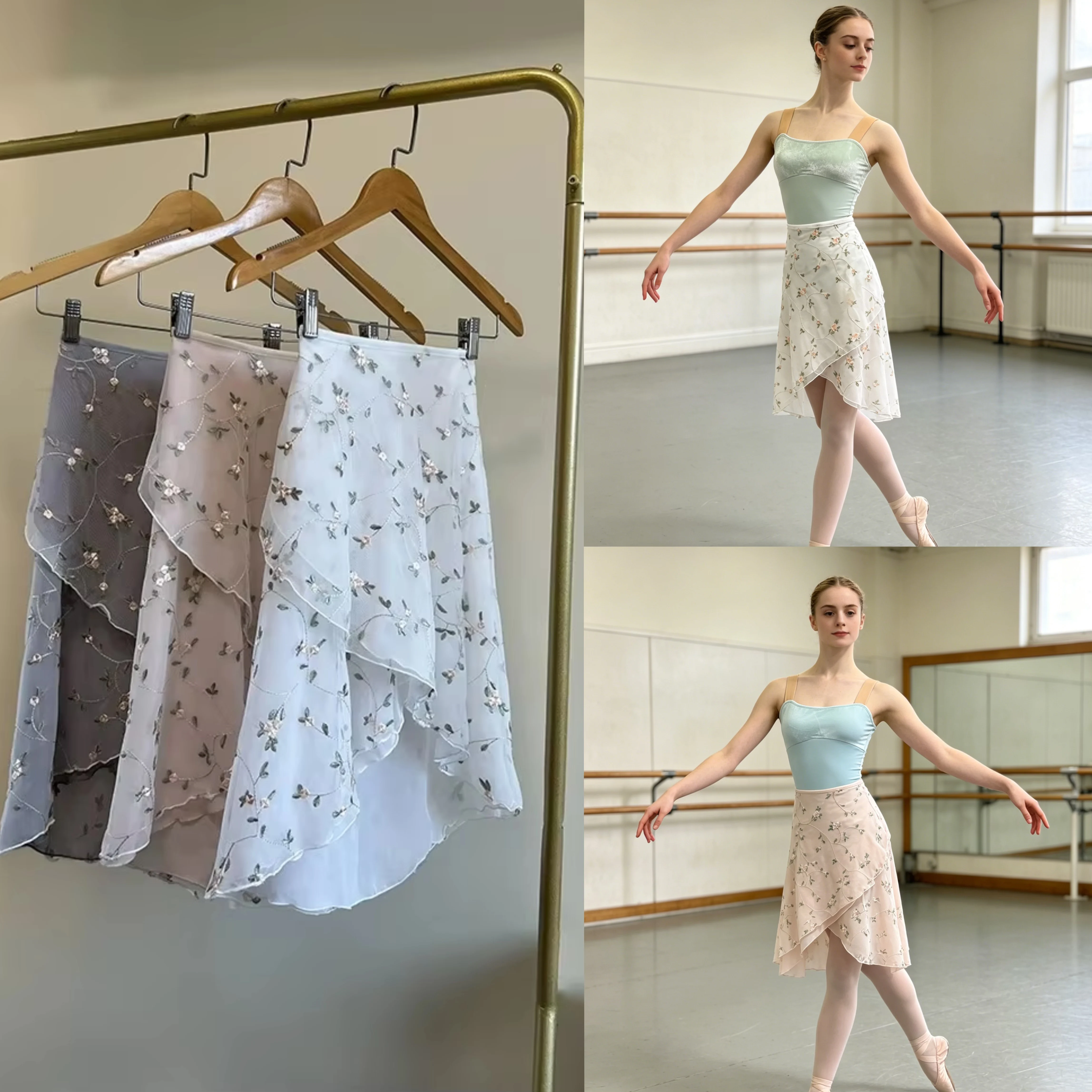 Ballet Dance Skirt Women High  - Embroidery Apron ulasan dan harga
