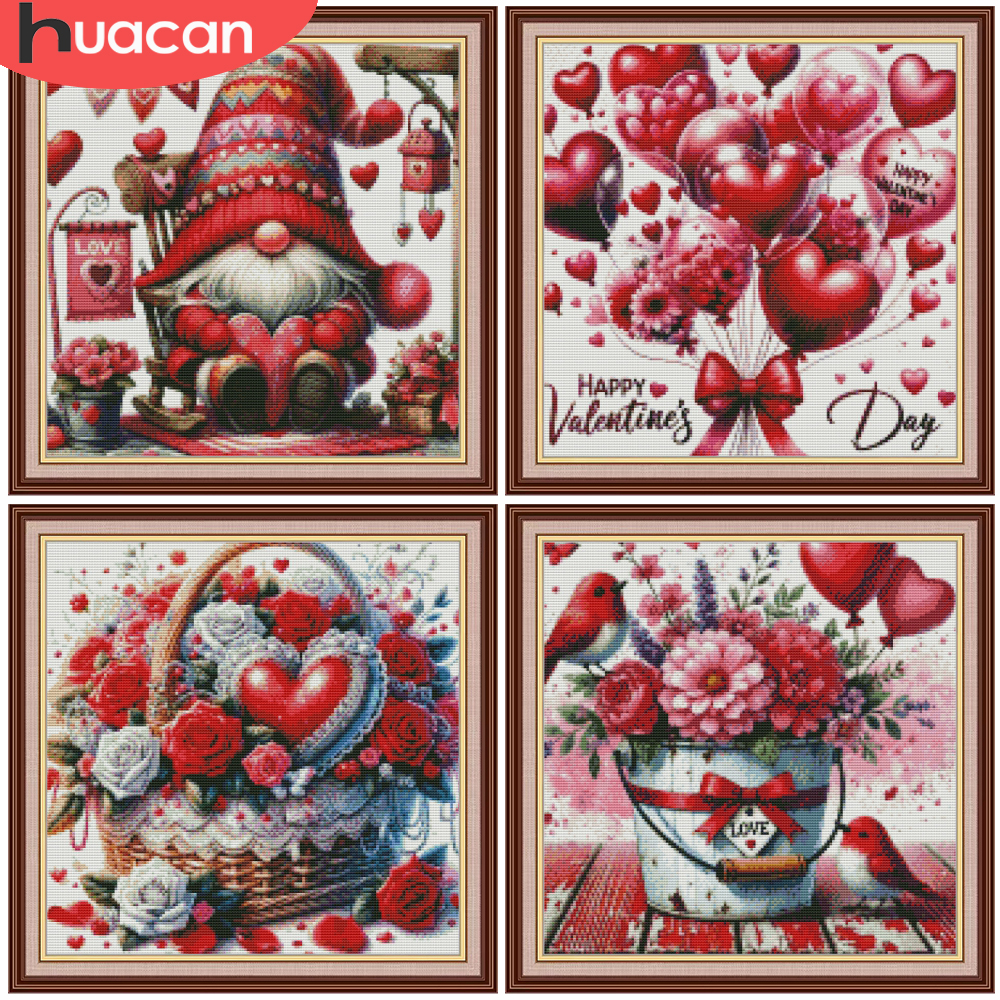 HUACAN Cross Stitch Rose Flowe - Embroidery Guide Paper ulasan dan harga