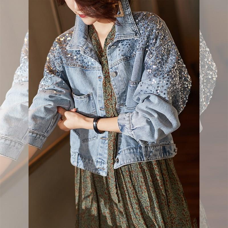 Bling Women Denim Jacket 2026  - Embroidery Jacket Jeans ulasan dan harga