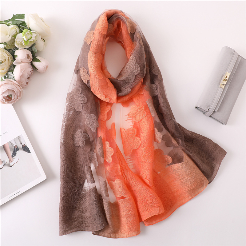 Women Simulation Silk Cut Flow - Embroidery Shawl ulasan dan harga