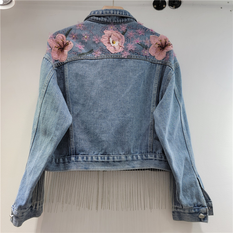 Vintage Flower Embroidery Chai - Embroidery Jacket Jeans ulasan dan harga