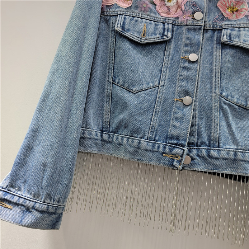 Vintage Flower Embroidery Chai - Embroidery Jacket Jeans ulasan dan harga