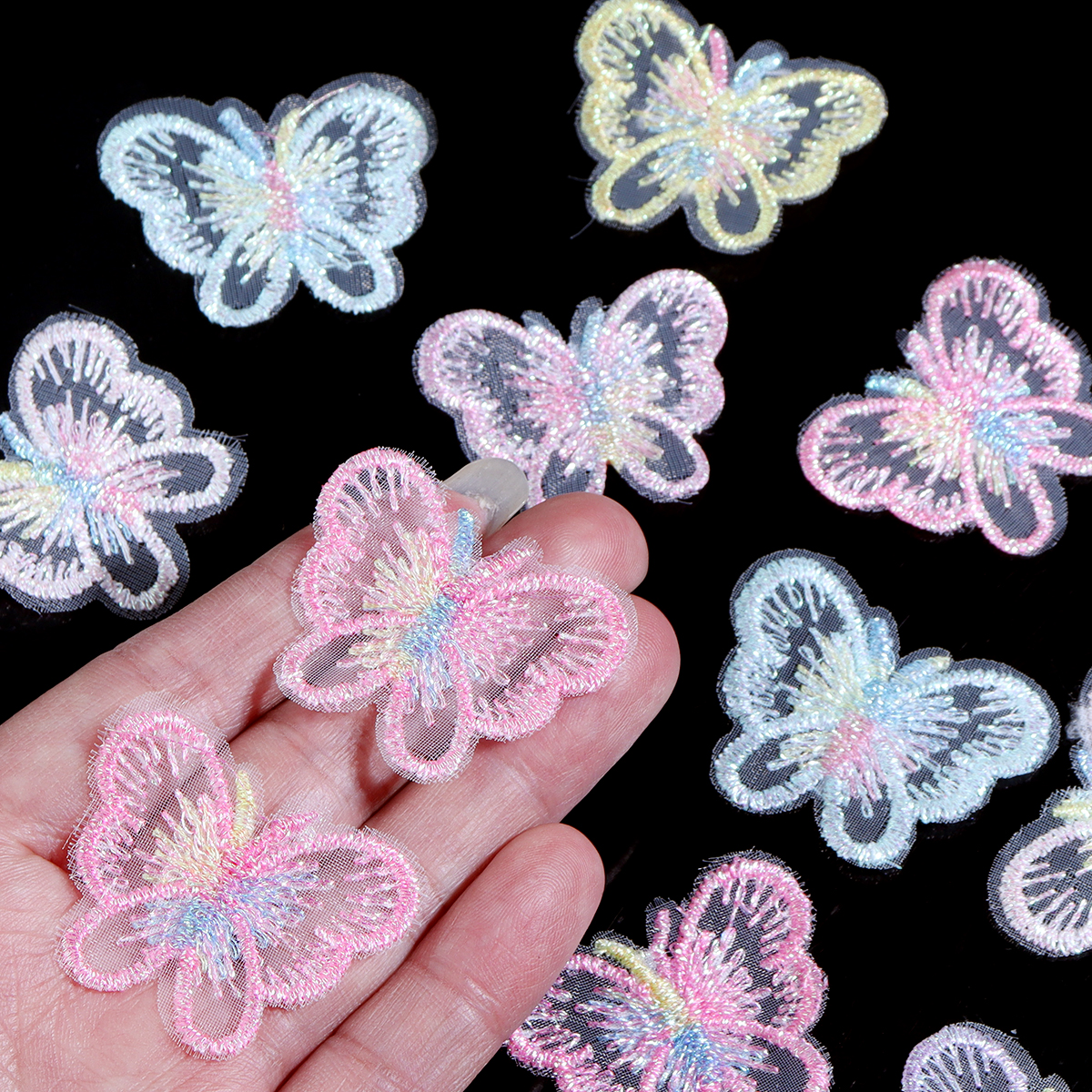20Pcs 3X4CM Butterfly Cloth Pa - Embroidery Cloth ulasan dan harga