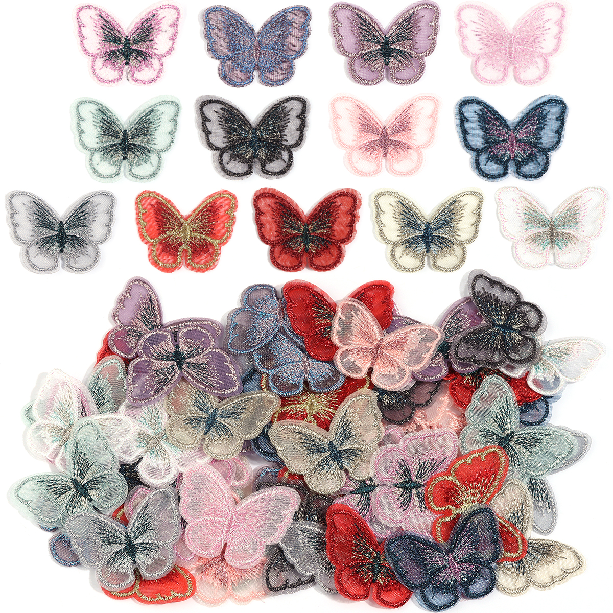 20Pcs 3X4CM Butterfly Cloth Pa - Embroidery Cloth ulasan dan harga