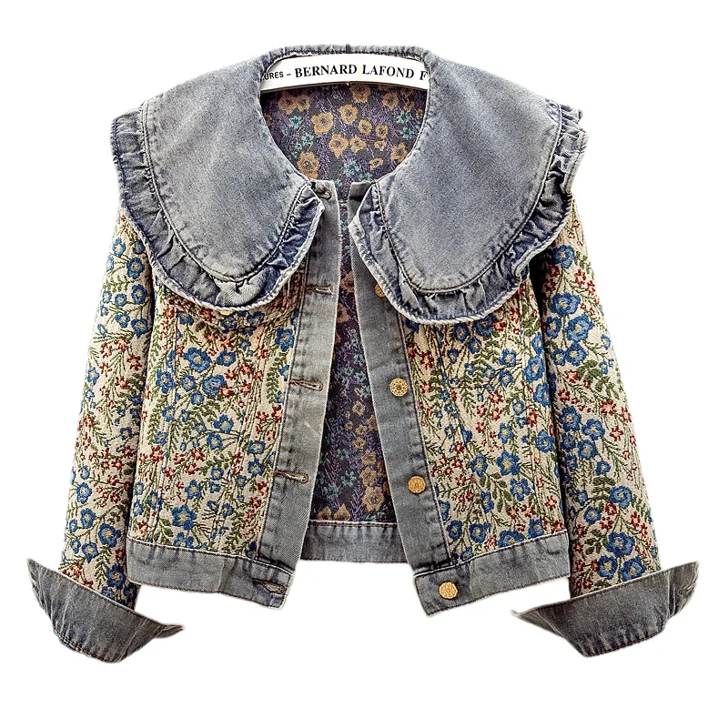 Ruffles Embroidery Jacquard Pe - Embroidery Jacket Jeans ulasan dan harga