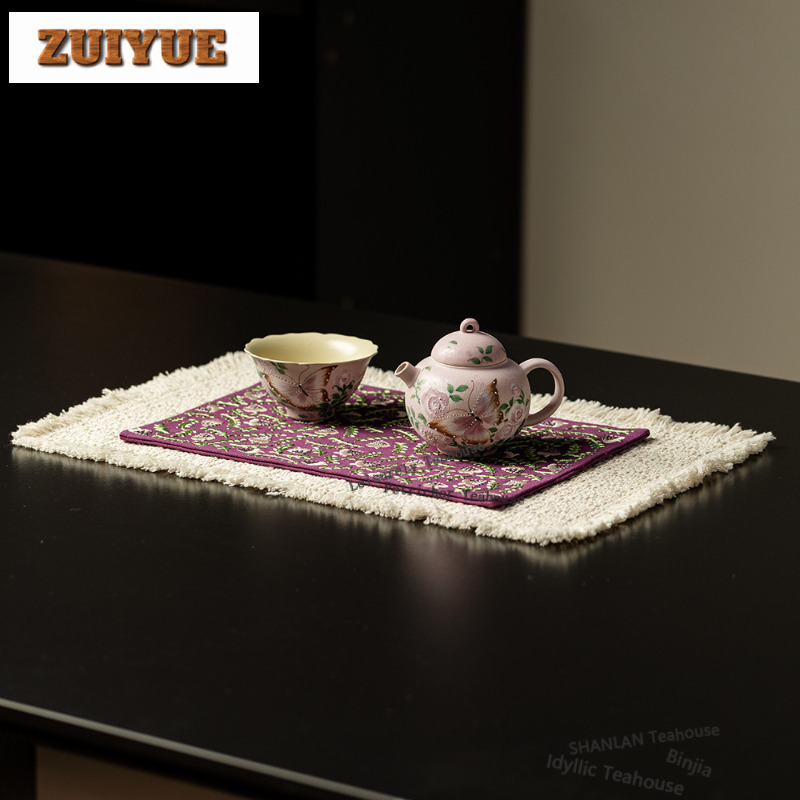 Embroidery Double-layer Tea Ta - Embroidery Cloth ulasan dan harga