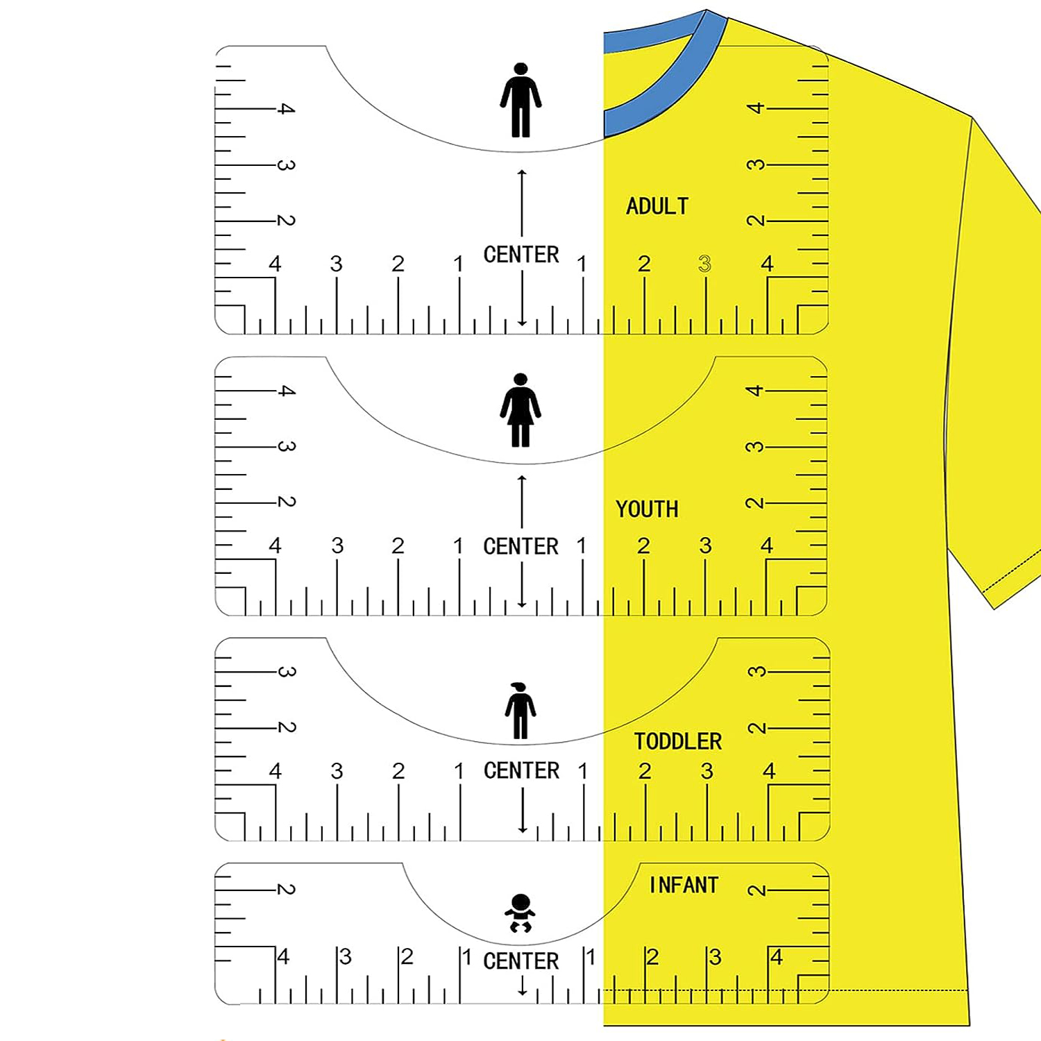 Transparent 4Pcs T-Shirt Ruler - Embroidery Hub ulasan dan harga