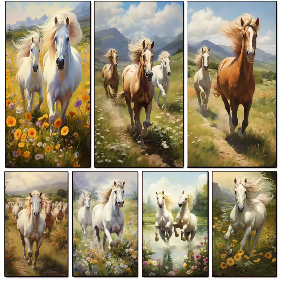 Grassland Running Horses DIY L - Embroidery Running Stitch ulasan dan harga