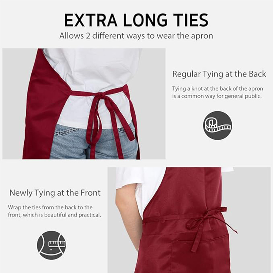 2-piece set; Simple solid colo - Embroidery Apron ulasan dan harga