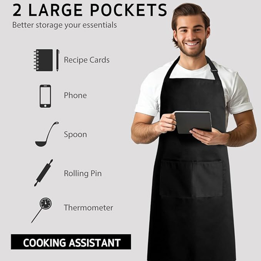 2-piece set; Simple solid colo - Embroidery Apron ulasan dan harga