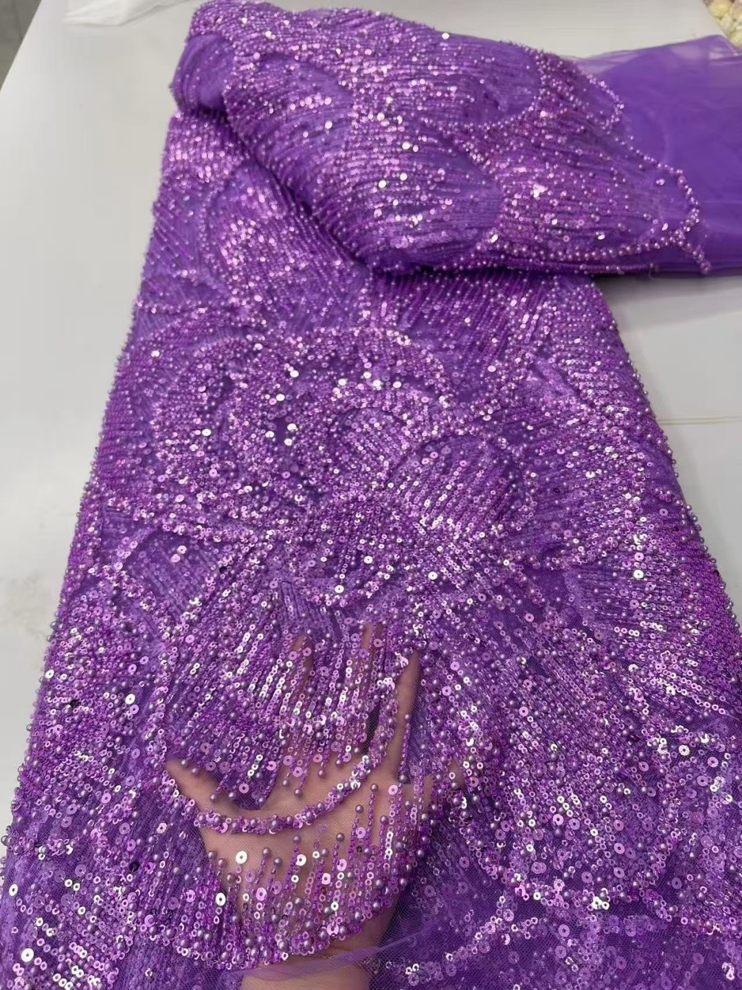 Nigerian Velvet Sequins Lace F - Velvet Fabric Embroidery ulasan dan harga