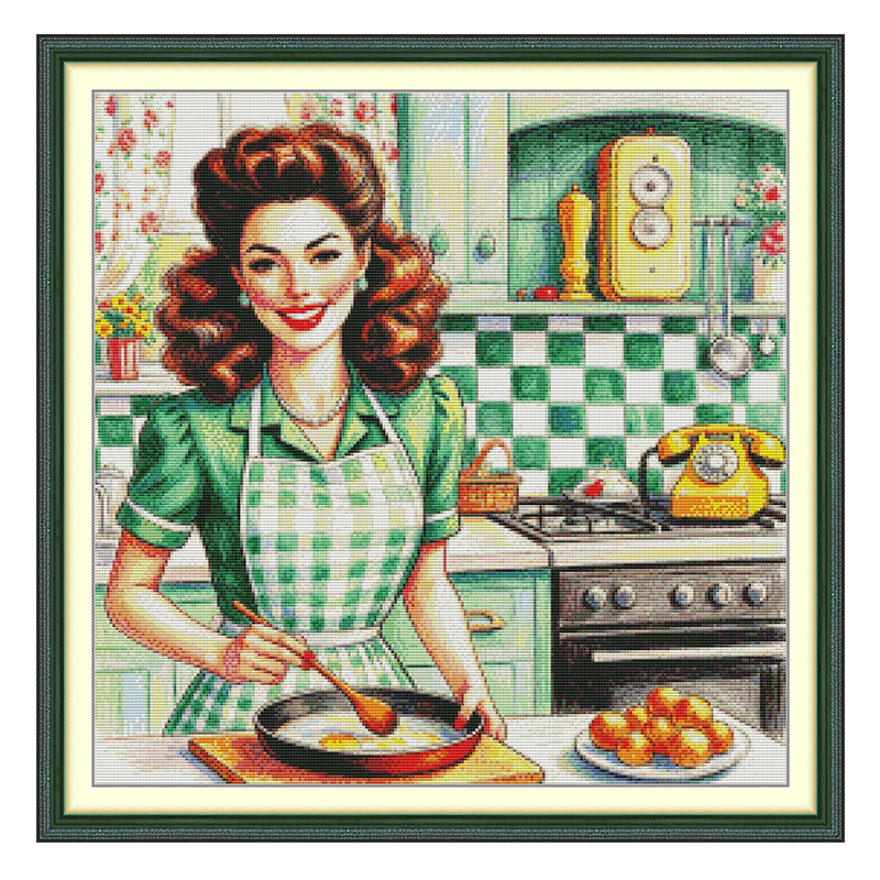 The Girl in Green Checked Apro - Embroidery Apron ulasan dan harga