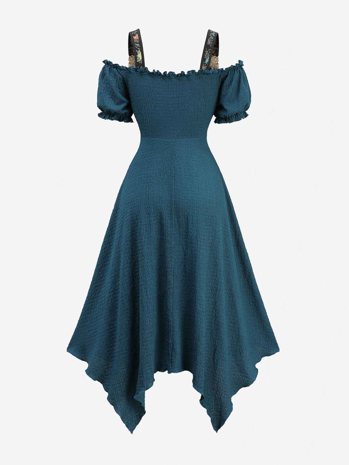Plus Size Casual Deep Green Dr - Embroidery Abaya ulasan dan harga