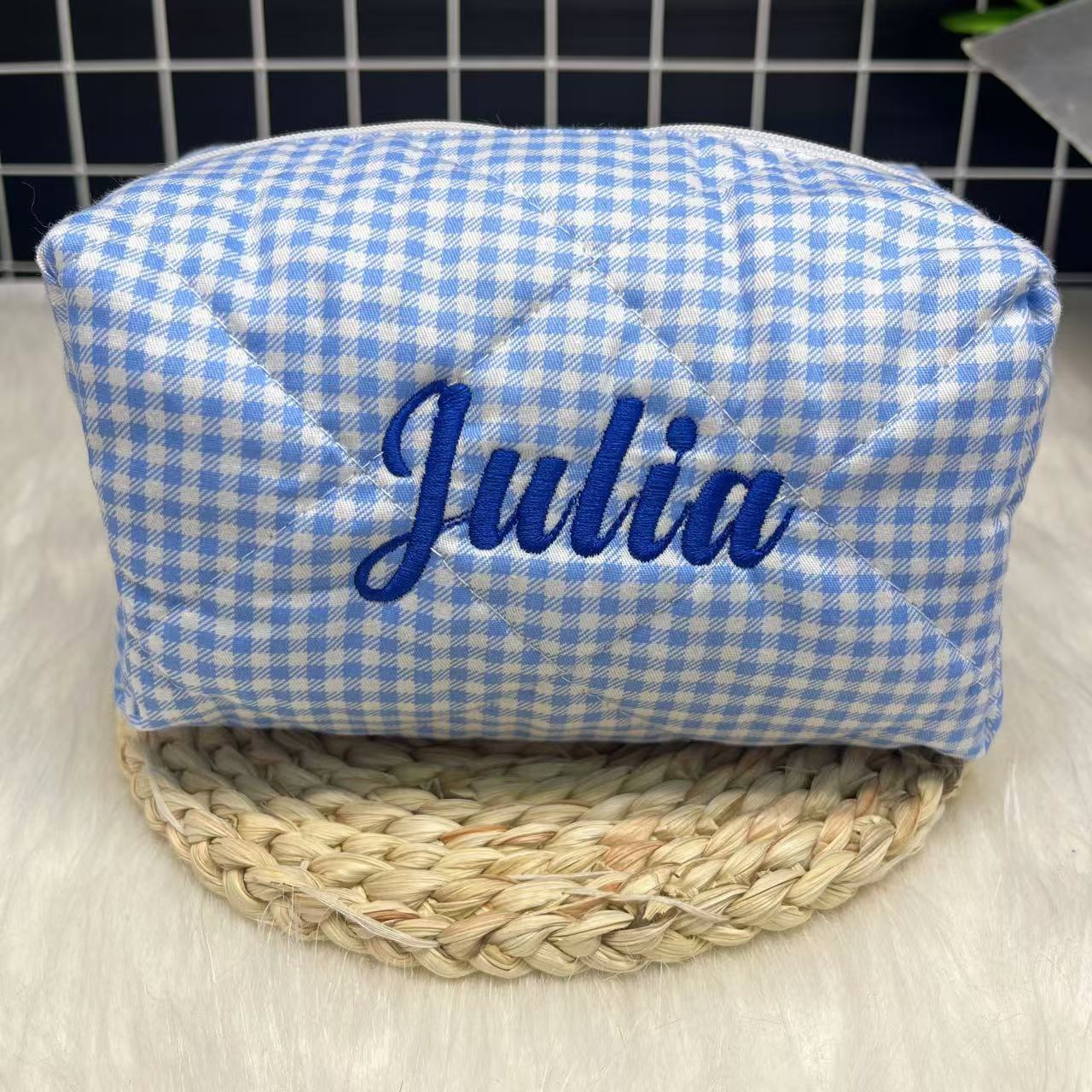 Large Capacity Striped Cosmeti - Embroidery Names ulasan dan harga