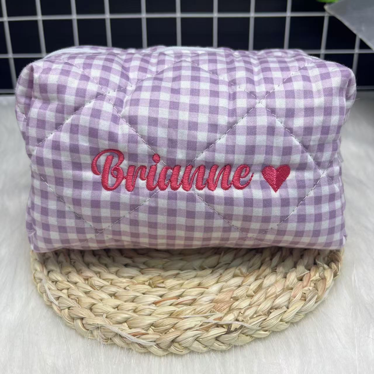 Large Capacity Striped Cosmeti - Embroidery Names ulasan dan harga