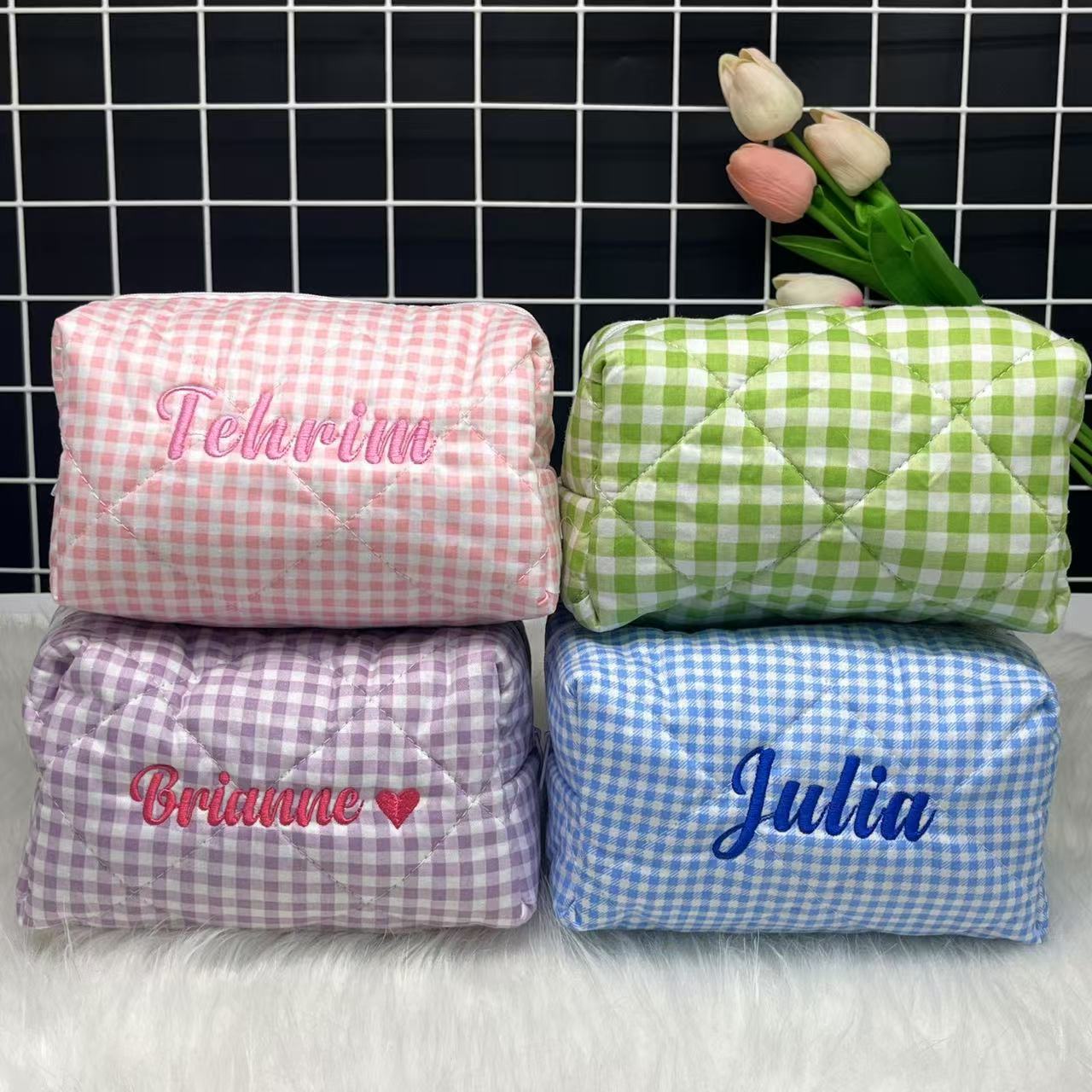 Large Capacity Striped Cosmeti - Embroidery Names ulasan dan harga