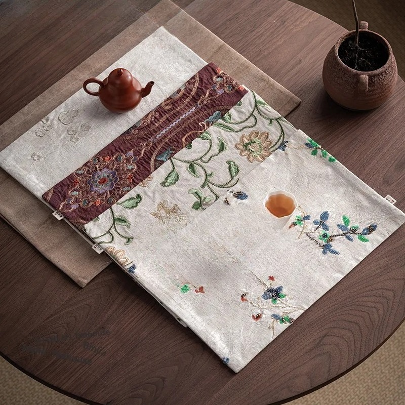 Brocade Embroidery Fabrics Tea - Embroidery Cloth ulasan dan harga