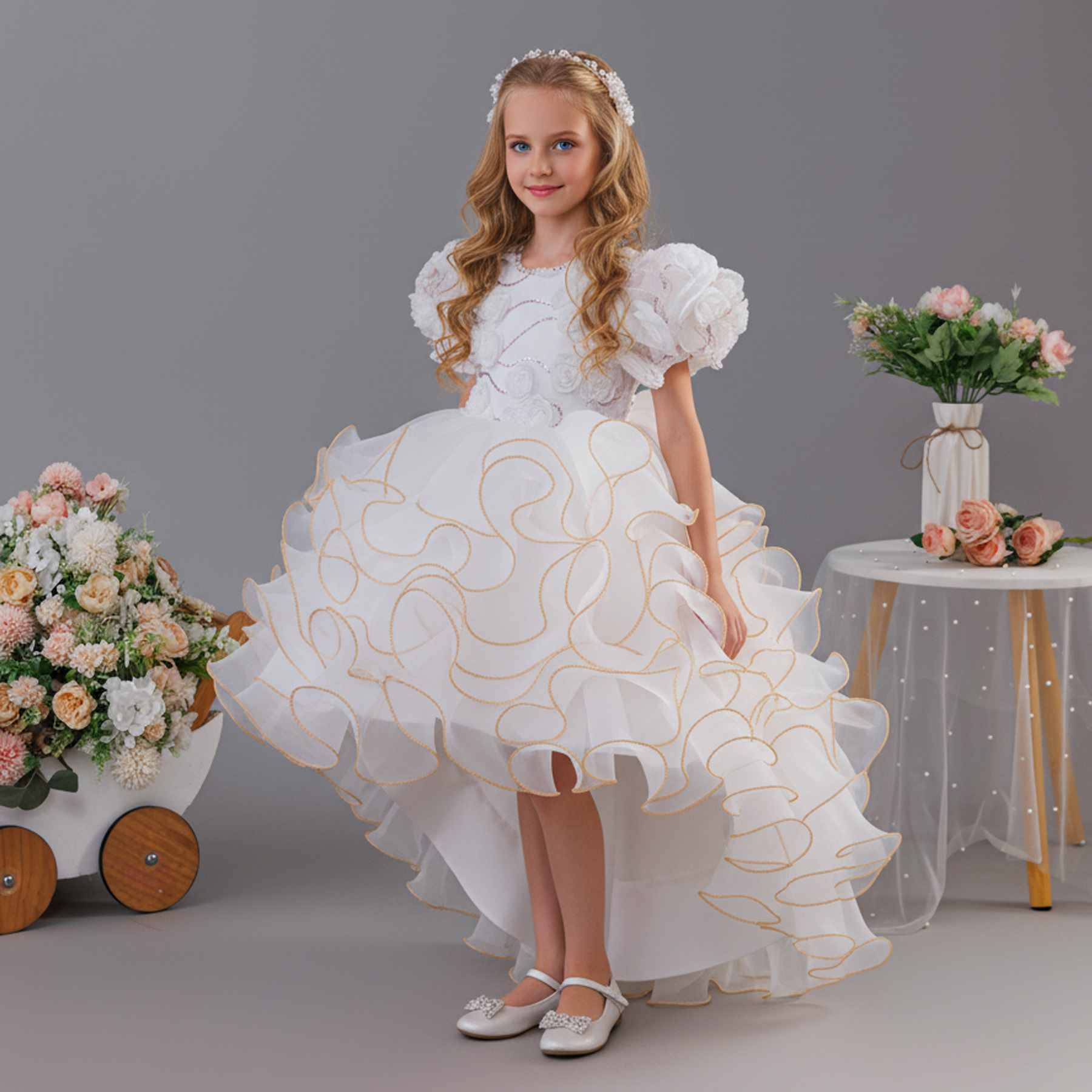 KLFLGD Girls party dresses pin - Embroidery Abaya ulasan dan harga