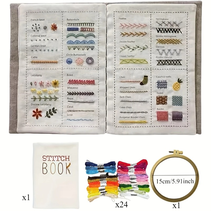 1 set of embroidery embroidery - Embroidery Guide Book ulasan dan harga